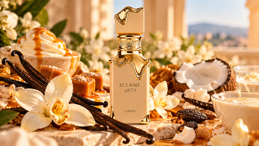 Perfume Eclaire Lattafa entre vainilla y caramelo